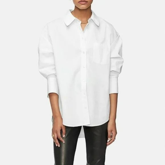 Anine Bing Tops - Anine Bing Mika Shirt in White - Poplin Cotton